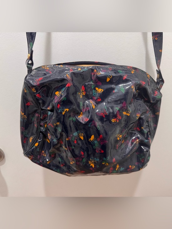 Bottega Veneta Handbags - Bottega Veneta Navy Vinyl-Coated 70s Butterfly Shoulder/Crossbody Bag